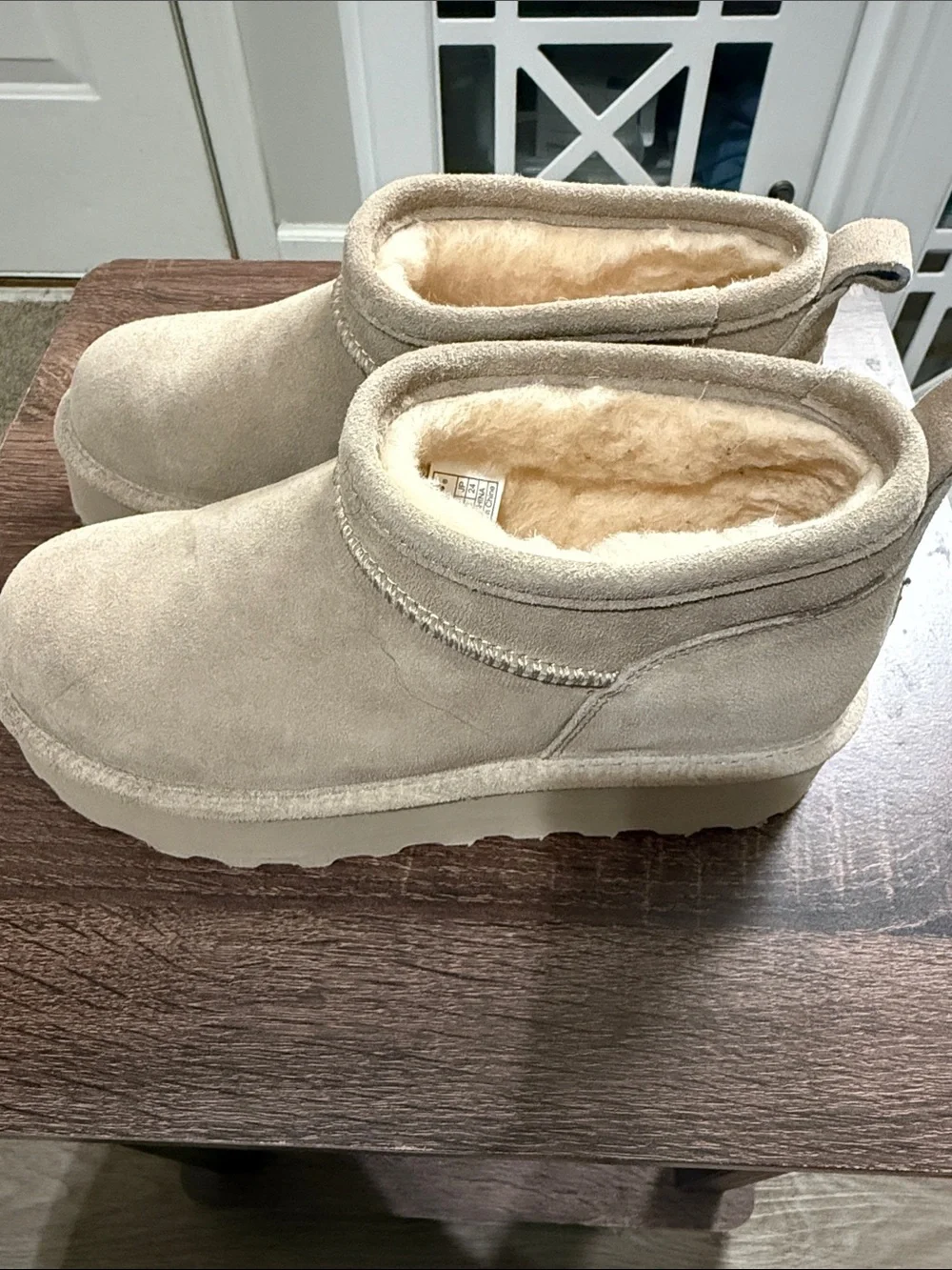 BearPaw Women's Suede Plush-Lined Slip-On Booties - Cream